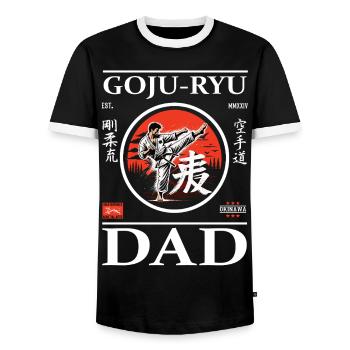 Goju-Ryu Karate Dad Design mit Karateka und Kanji - Männer Kontrast-T-Shirt - Schwarz/Weiß - Vorne - AI Model Female 172 light (172cm) & AI Model Male 178 light (178cm)