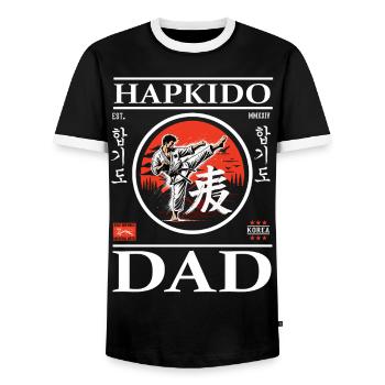 Hapkido Karaté Dad Design avec Combattant et Hangeul - T-shirt contrasté Homme - noir/blanc - Devant - AI Model Female 172 light (172cm) & AI Model Male 178 light (178cm)
