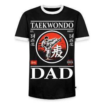 Taekwondo Dad Design mit Kampfsportler - Männer Kontrast-T-Shirt - Schwarz/Weiß - Vorne - AI Model Female 172 light (172cm) & AI Model Male 178 light (178cm)