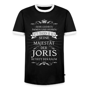 Sa Majesté le Joris entre dans la pièce - T-shirt contrasté Homme - noir/blanc - Devant - AI Model Female 172 light (172cm) & AI Model Male 178 light (178cm)