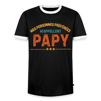 Personnes M'Appellent Papy personnalisé - T-shirt contrasté Homme - noir/blanc - Devant - AI Model Female 172 light (172cm) & AI Model Male 178 light (178cm)