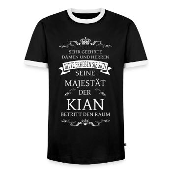 Seine Majestät der Kian betritt den Raum - Männer Kontrast-T-Shirt - Schwarz/Weiß - Vorne - AI Model Female 172 light (172cm) & AI Model Male 178 light (178cm)