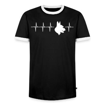 Drôle Bouvier des Ardennes Idée cadeau - T-shirt contrasté Homme - noir/blanc - Devant - AI Model Female 172 light (172cm) & AI Model Male 178 light (178cm)