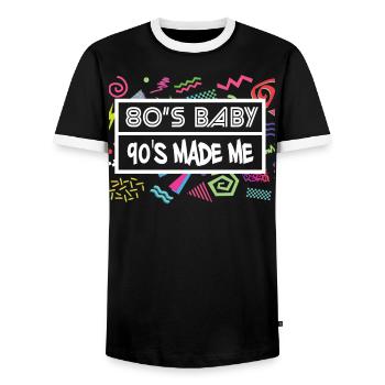 80's Baby 90's Made Me - Men's Ringer Shirt - black/white - Front - AI Model Female 172 light (172cm) & AI Model Male 178 light (178cm)