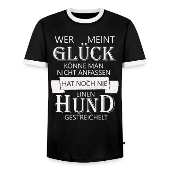 Hund Glueck Hunde Glück Haustier liebe love dog fu - Männer Kontrast-T-Shirt - Schwarz/Weiß - Vorne - AI Model Female 172 light (172cm) & AI Model Male 178 light (178cm)