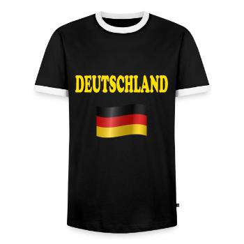 Allemagne Drapeau allemand T-shirt à capuche - T-shirt contrasté Homme - noir/blanc - Devant - AI Model Female 172 light (172cm) & AI Model Male 178 light (178cm)