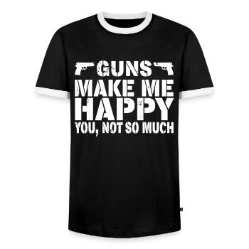Guns Make Me Happy - You, Not So Much - T-shirt contrasté Homme - noir/blanc - Devant - AI Model Female 172 light (172cm) & AI Model Male 178 light (178cm)