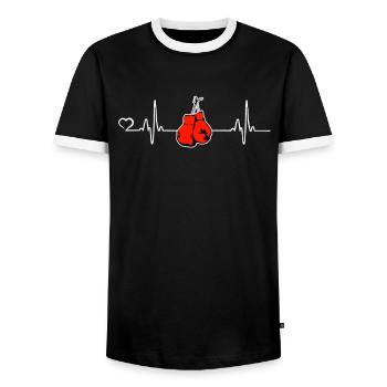 Gants de boxe Martial boxeur Boxkamp - T-shirt contrasté Homme - noir/blanc - Devant - AI Model Female 172 light (172cm) & AI Model Male 178 light (178cm)