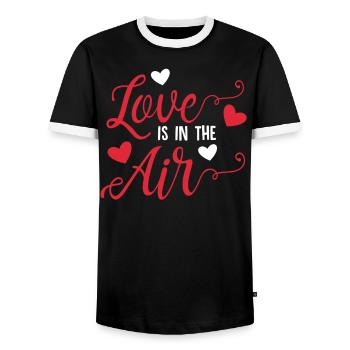 Love Is In The Air | Liebe in der Luft - Männer Kontrast-T-Shirt - Schwarz/Weiß - Vorne - AI Model Female 172 light (172cm) & AI Model Male 178 light (178cm)