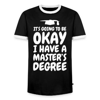Masterabschluss Abschluss Feier Master's Degree - Männer Kontrast-T-Shirt - Schwarz/Weiß - Vorne - AI Model Female 172 light (172cm) & AI Model Male 178 light (178cm)