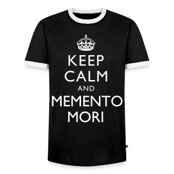 Halten Sie Ruhe und Memento Mori Stoizismus - Männer Kontrast-T-Shirt - Schwarz/Weiß - Vorne - AI Model Female 172 light (172cm) & AI Model Male 178 light (178cm)