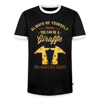 Always Be Yourself Unless You Can Be a Giraffe - Men's Ringer Shirt - black/white - Front - AI Model Female 172 light (172cm) & AI Model Male 178 light (178cm)