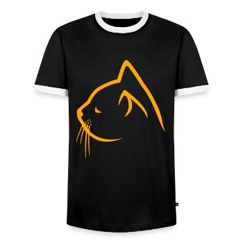 Chats Catstyle visage de chat - T-shirt contrasté Homme - noir/blanc - Devant - AI Model Female 172 light (172cm) & AI Model Male 178 light (178cm)