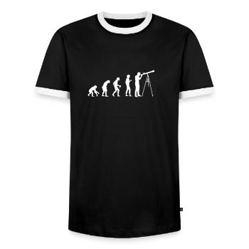 Astrophysicist T-Shirt Evolution Stargazer - Men's Ringer Shirt - black/white - Front - AI Model Female 172 light (172cm) & AI Model Male 178 light (178cm)