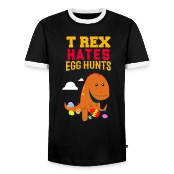 Funny Dinosaur Hates Easter Eggs Gift - Männer Kontrast-T-Shirt - Schwarz/Weiß - Vorne - AI Model Female 172 light (172cm) & AI Model Male 178 light (178cm)
