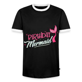 Cadeau de fête d'anniversaire sirène - T-shirt contrasté Homme - noir/blanc - Devant - AI Model Female 172 light (172cm) & AI Model Male 178 light (178cm)