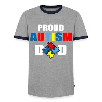 Proud autism dad - Men's Ringer Shirt - grey/navy  - Front - AI Model Female 172 light (172cm) & AI Model Male 178 light (178cm)