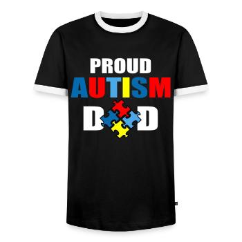 Proud autism dad - Men's Ringer Shirt - black/white - Front - AI Model Female 172 light (172cm) & AI Model Male 178 light (178cm)