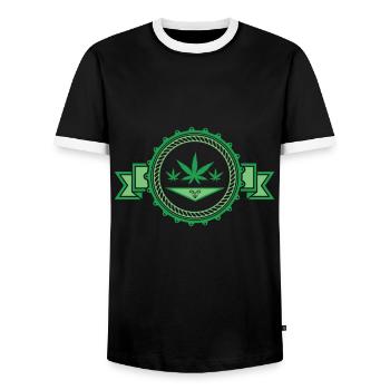 Marijuana cannabis grass hemp shirt gift - Men's Ringer Shirt - black/white - Front - AI Model Female 172 light (172cm) & AI Model Male 178 light (178cm)