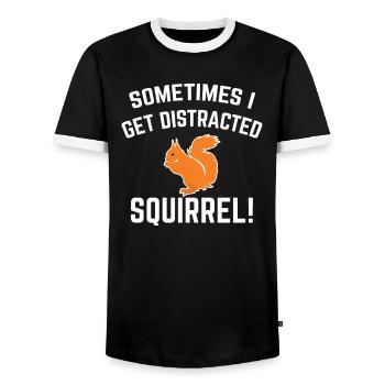 Squirrel Tshirt Gift Animal Friends Funny - Men's Ringer Shirt - black/white - Front - AI Model Female 172 light (172cm) & AI Model Male 178 light (178cm)