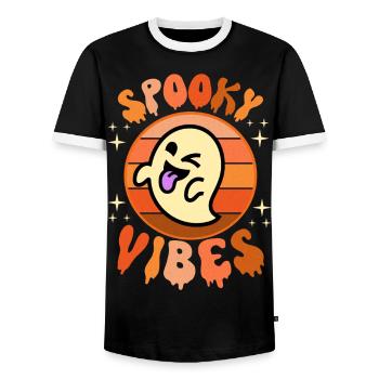 Scary Vibes Boo Costume Halloween Retro - Men's Ringer Shirt - black/white - Front - AI Model Female 172 light (172cm) & AI Model Male 178 light (178cm)