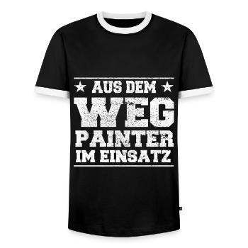 Aus dem Weg Painter im Einsatz Design - Männer Kontrast-T-Shirt - Schwarz/Weiß - Vorne - AI Model Female 172 light (172cm) & AI Model Male 178 light (178cm)