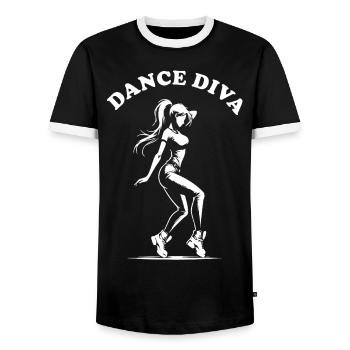 Dance Diva, Dancer Design for Women - Men's Ringer Shirt - black/white - Front - AI Model Female 172 light (172cm) & AI Model Male 178 light (178cm)