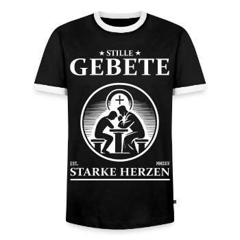 Pastorale – prières silencieuses, cœurs forts - T-shirt contrasté Homme - noir/blanc - Devant - AI Model Female 172 light (172cm) & AI Model Male 178 light (178cm)