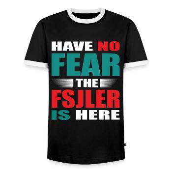 Have no Fear the FSJler is here Outfit - Männer Kontrast-T-Shirt - Schwarz/Weiß - Vorne - AI Model Female 172 light (172cm) & AI Model Male 178 light (178cm)