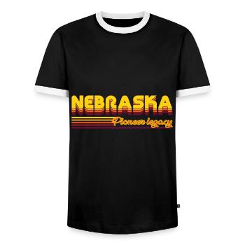 cool Nebraska USA states design - Men's Ringer Shirt - black/white - Front - AI Model Female 172 light (172cm) & AI Model Male 178 light (178cm)