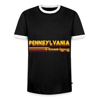 cool Pennsylvania USA states design - Men's Ringer Shirt - black/white - Front - AI Model Female 172 light (172cm) & AI Model Male 178 light (178cm)