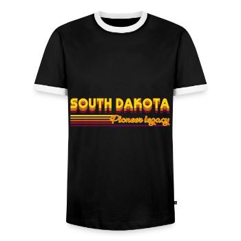 cool South Dakota USA states design - Men's Ringer Shirt - black/white - Front - AI Model Female 172 light (172cm) & AI Model Male 178 light (178cm)