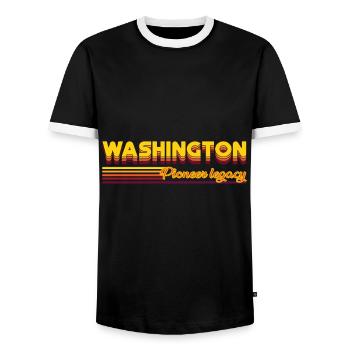 cool Washington USA states design - Men's Ringer Shirt - black/white - Front - AI Model Female 172 light (172cm) & AI Model Male 178 light (178cm)