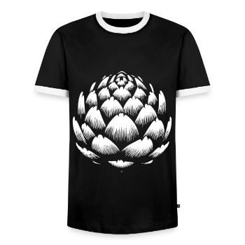 Artichoke Design, Green Beauty with Taste - Men's Ringer Shirt - black/white - Front - AI Model Female 172 light (172cm) & AI Model Male 178 light (178cm)