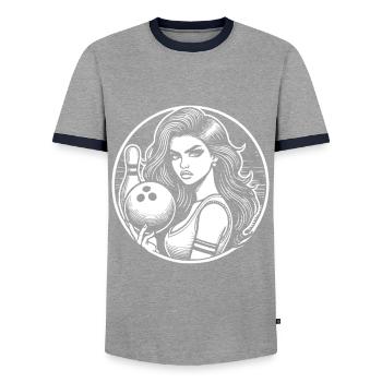 Design de bowling élégant - Pour tous les chasseurs de strike - T-shirt contrasté Homme - gris/marine  - Devant - AI Model Female 172 light (172cm) & AI Model Male 178 light (178cm)