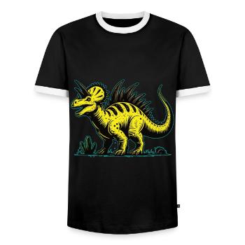 Fantastic Yellow Dinosaur – Pour les fans de dinosaures - T-shirt contrasté Homme - noir/blanc - Devant - AI Model Female 172 light (172cm) & AI Model Male 178 light (178cm)