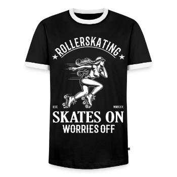 Design cool en patins à roulettes - liberté sur roues - T-shirt contrasté Homme - noir/blanc - Devant - AI Model Female 172 light (172cm) & AI Model Male 178 light (178cm)