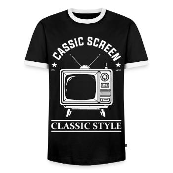Design de téléviseur rétro - Style classique - T-shirt contrasté Homme - noir/blanc - Devant - AI Model Female 172 light (172cm) & AI Model Male 178 light (178cm)