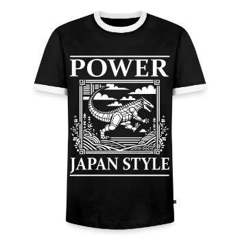 Conception de puissance de bande dessinée Kaiju - Style japonais - T-shirt contrasté Homme - noir/blanc - Devant - AI Model Female 172 light (172cm) & AI Model Male 178 light (178cm)