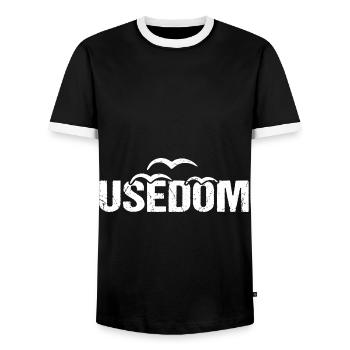 Usedom Ostsee Insel Möwen - Männer Kontrast-T-Shirt - Schwarz/Weiß - Vorne - AI Model Female 172 light (172cm) & AI Model Male 178 light (178cm)