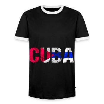 Drapeau de Cuba Cuba - T-shirt contrasté Homme - noir/blanc - Devant - AI Model Female 172 light (172cm) & AI Model Male 178 light (178cm)