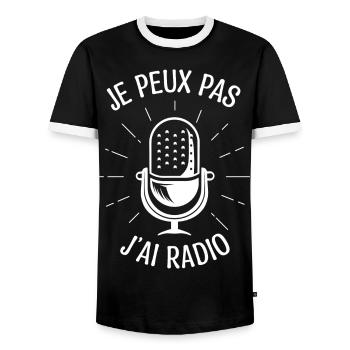 Je peux pas j'ai radio. Cadeau animateur radio. - T-shirt contrasté Homme - noir/blanc - Devant - AI Model Female 172 light (172cm) & AI Model Male 178 light (178cm)