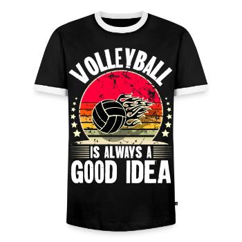 Volley-ball - T-shirt contrasté Homme - noir/blanc - Devant - AI Model Female 172 light (172cm) & AI Model Male 178 light (178cm)