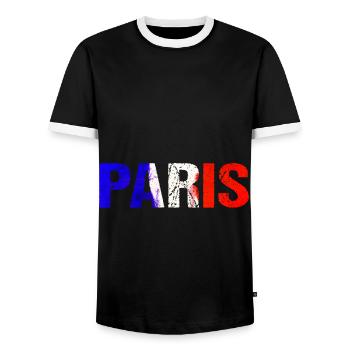 Paris France flag - Men's Ringer Shirt - black/white - Front - AI Model Female 172 light (172cm) & AI Model Male 178 light (178cm)