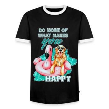 Flamingo Golden Retriever Saying | Yolo artwork - Men's Ringer Shirt - black/white - Front - AI Model Female 172 light (172cm) & AI Model Male 178 light (178cm)