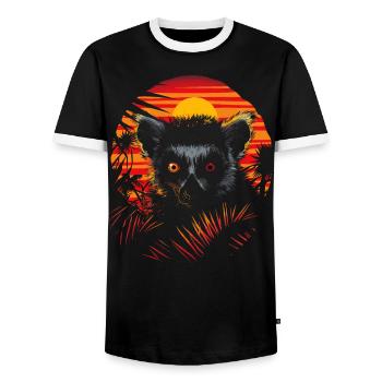 Lémurien Lémurien catta Lémur de Madagascar - T-shirt contrasté Homme - noir/blanc - Devant - AI Model Female 172 light (172cm) & AI Model Male 178 light (178cm)
