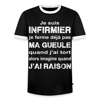 Infirmier - T-shirt contrasté Homme - noir/blanc - Devant - AI Model Female 172 light (172cm) & AI Model Male 178 light (178cm)