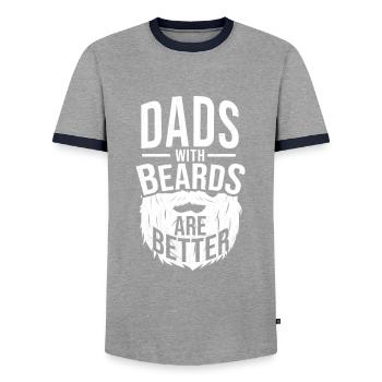 Père Papa Barbe Barbe Bony Moustache Papa - T-shirt contrasté Homme - gris/marine  - Devant - AI Model Female 172 light (172cm) & AI Model Male 178 light (178cm)