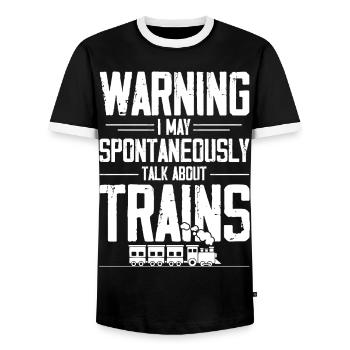 Train Lover Locomotive Model Railway - Men's Ringer Shirt - black/white - Front - AI Model Female 172 light (172cm) & AI Model Male 178 light (178cm)