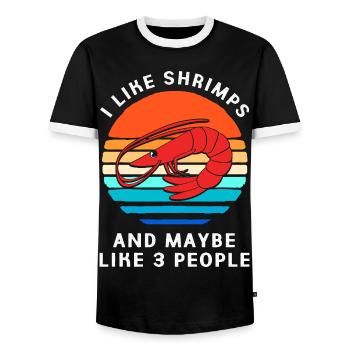 Crabe, Langouste, Fruits de mer, Crevettes - T-shirt contrasté Homme - noir/blanc - Devant - AI Model Female 172 light (172cm) & AI Model Male 178 light (178cm)